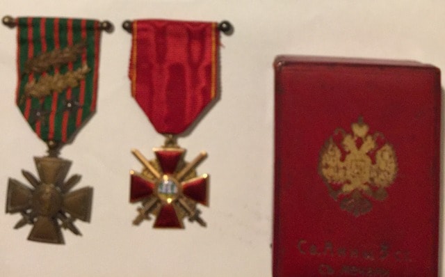 Médailles de Michel Lami : Croix de guerre et médaille russe